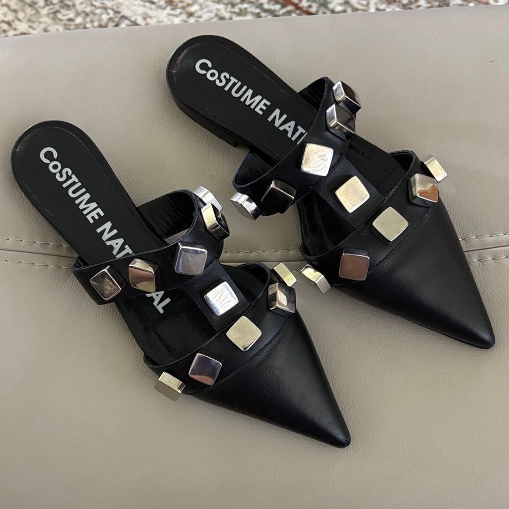 CNC CostumeโNational Black and Silver Studded Mules